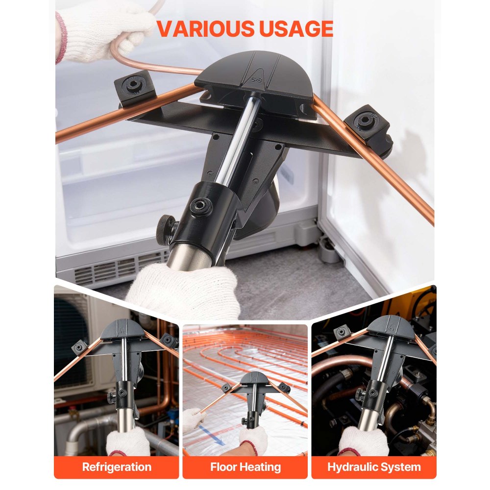 VEVOR hydraulische pijpenbuiger, 6-22 mm, buigmachine, 90° buigen, pijpenbuiger met 7 buigbekken van aluminiumlegering, voor reparaties in de airconditioning-, koel- en automobielindustrie.