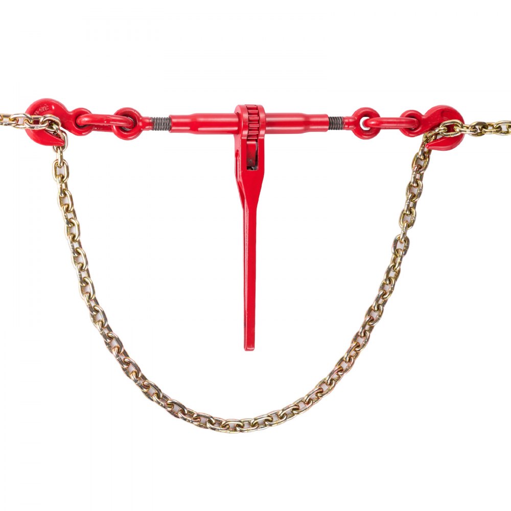 VEVOR kettingspanset, 5/16 inch spanset met een werkbelasting van 3000 kg en twee bevestigingshaken, inclusief (4) ratelspanbanden – (4) 53 cm lange kettingen van klasse 80, transportpakket voor trekken en slepen