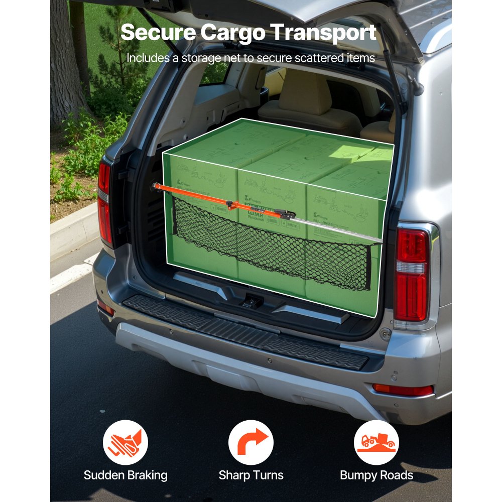 VEVOR Laadstang met ratel, verstelbaar van 1016-1854 mm, stalen laadstang met antislip voetkussens, net en verdeelstang, voor pick-up truck SUV minivan