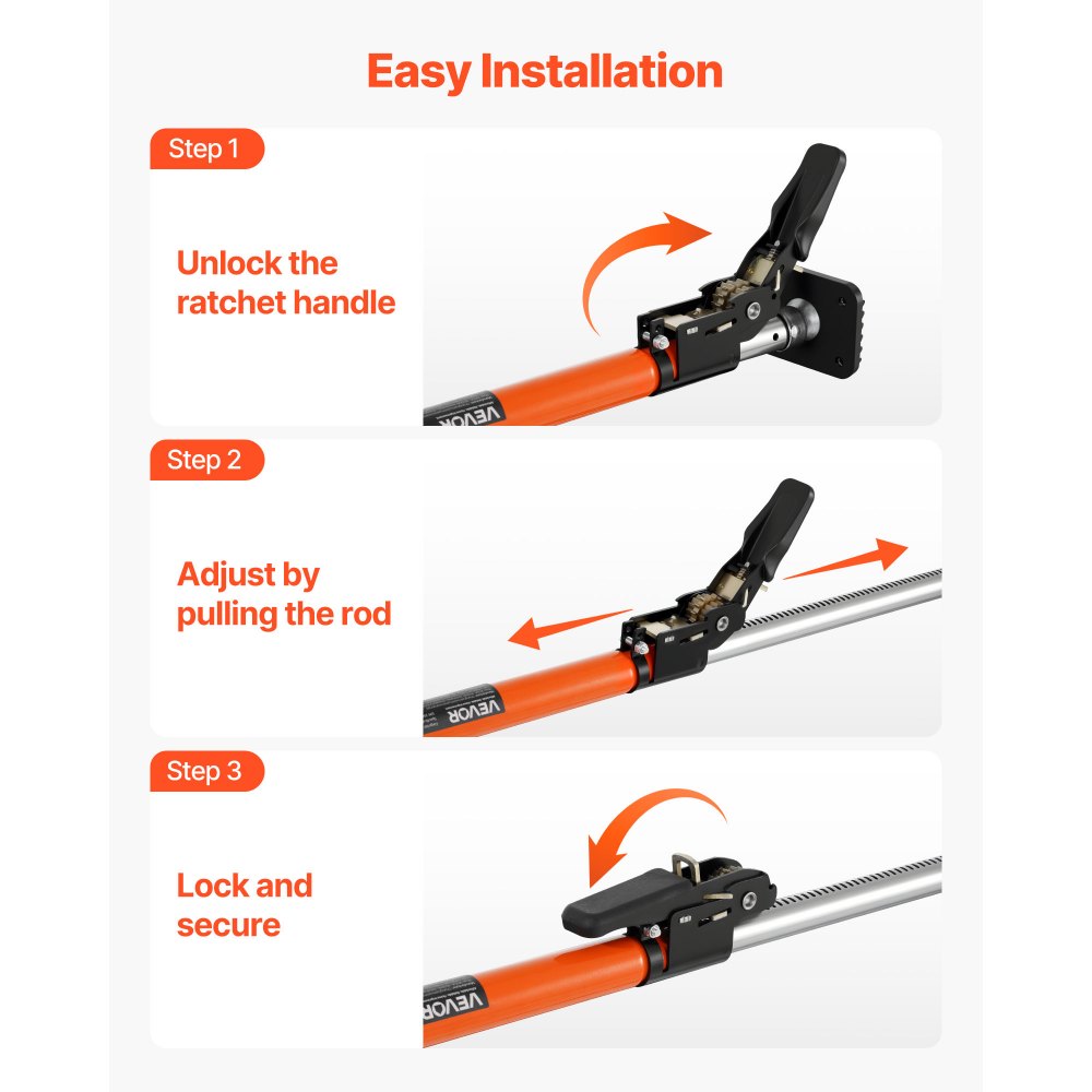 VEVOR Cargo Bar, Ratcheting Cargo Bar Adjustable from 40" to 73", Heavy-duty Steel Cargos Stabilizer with Storage Net & Non-Slip Foot Pads, Telescoping Load Lock Bars Stop Sliding for SUVs, Sedans