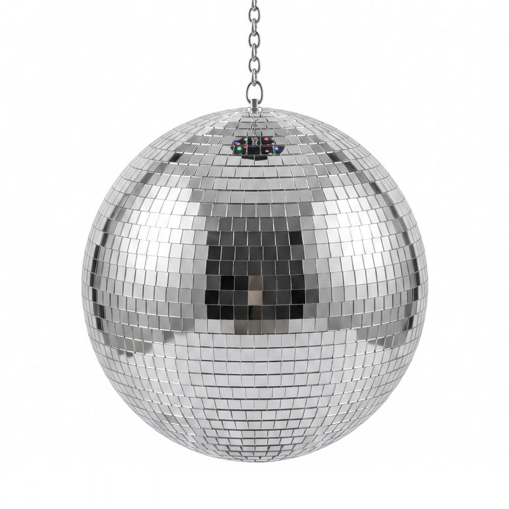 VEVOR Discobal met spiegelende lichteffecten, 300 mm, met motor, afstandsbediening en LED-verlichting, voor feesten, huisdecoratie, podia, DJ's en dansclubs. RGB-verlichting plus 3 gemengde kleuren. 0/3/6/9/12/15 toeren per minuut. Werkt op USB-aansluiting en batterijen.