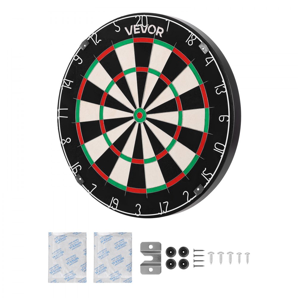 VEVOR Dartbord 450 mm, dartbord van sisalvezel met nietjesvrije bullseye, draadblad en draaibare nummerring, voor feestjes en speelkamers thuis (darts niet inbegrepen)