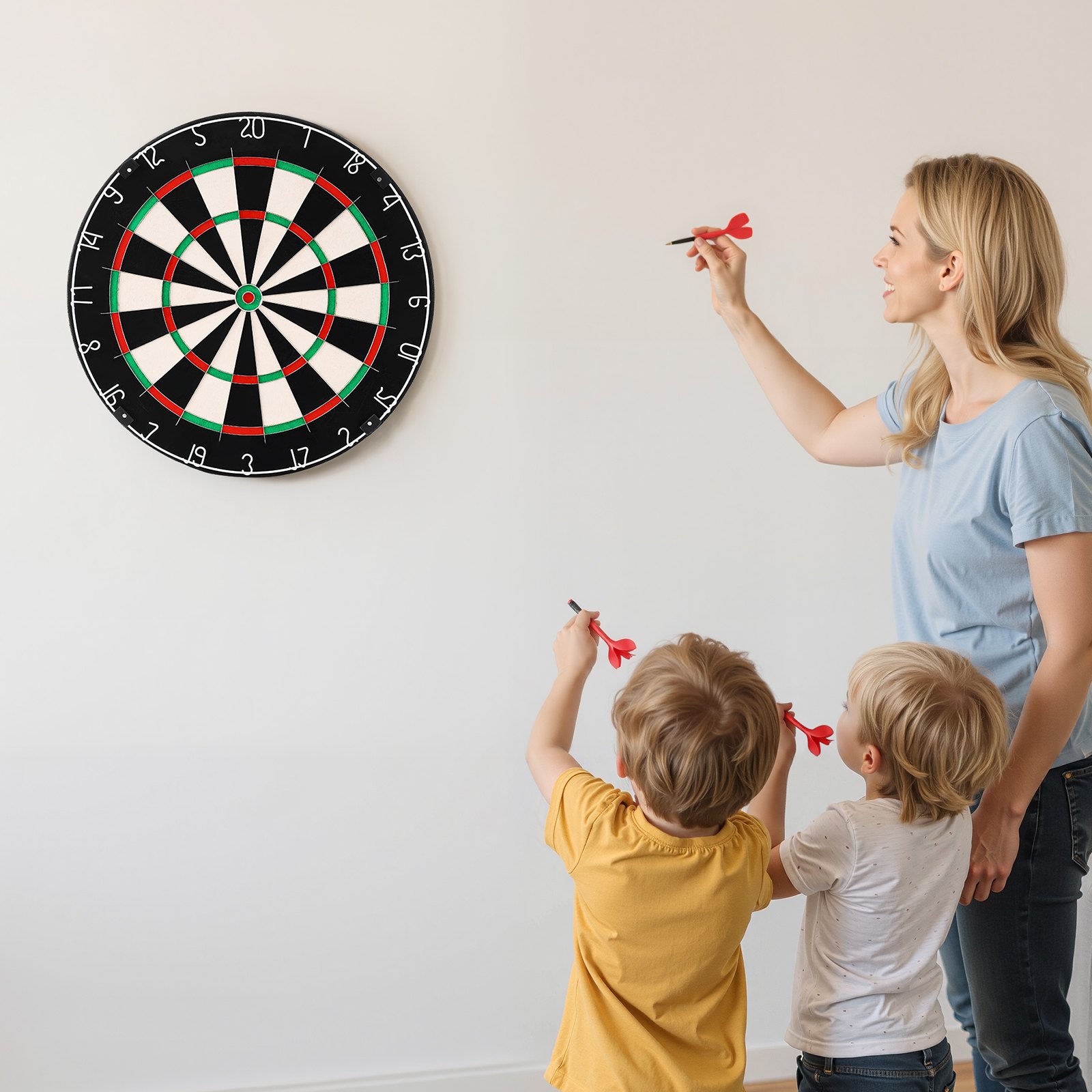 VEVOR Dartbord 450 mm, dartbord van sisalvezel met nietjesvrije bullseye, draadblad en draaibare nummerring, voor feestjes en speelkamers thuis (darts niet inbegrepen)