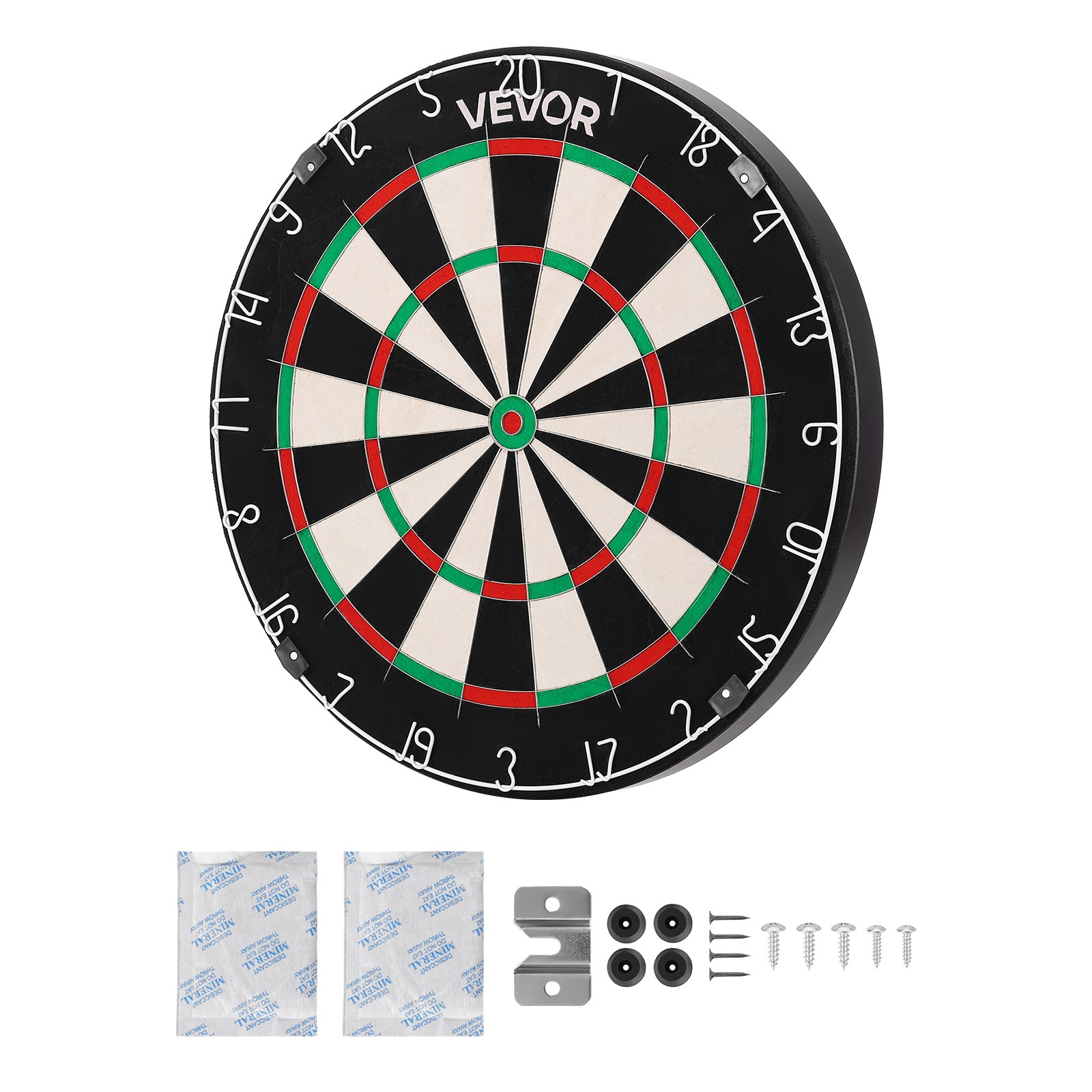 VEVOR Dartbord 450 mm, dartbord van sisalvezel met nietjesvrije bullseye, draadblad en draaibare nummerring, voor feestjes en speelkamers thuis (darts niet inbegrepen)