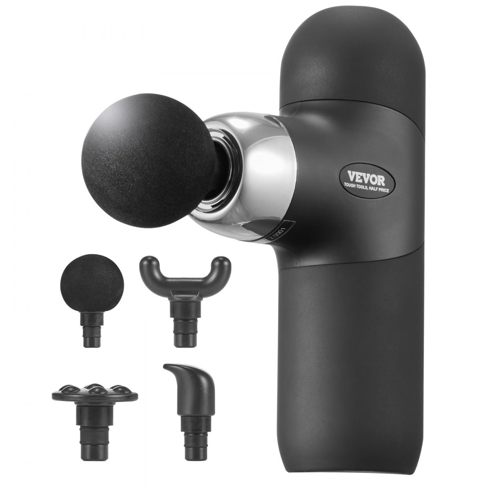 VEVOR massage gun with four detachable heads, designed for optimal muscle relaxation and recovery.