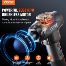 VEVOR Massage Gun Deep Tissue Percussion Muscle Massager with 9 Speeds 6 Heads