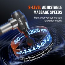 VEVOR Massage Gun Deep Tissue Percussion Muscle Massager with 9 Speeds 6 Heads