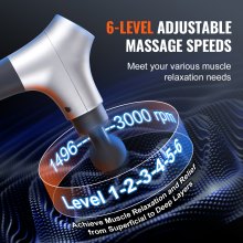 VEVOR Massage Gun Deep Tissue Percussion Muscle Massager with 6 Speeds 4 Heads