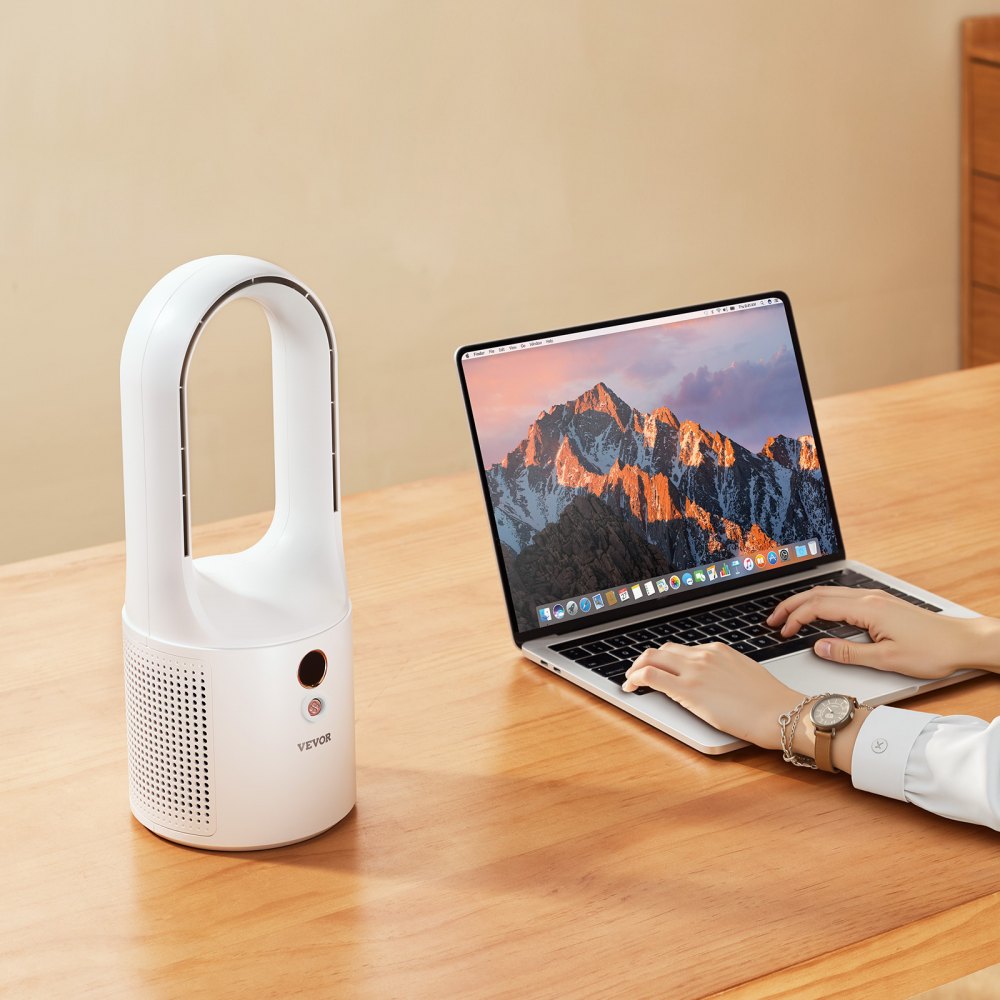 VEVOR Bladeless Tafelventilator, Draagbare 330mm Ventilator, 6-snelheden USB Koeler, Stille Kleine Torenventilator met Oplaadbare Batterij, Kindvriendelijk, voor Slaapkamer, Kantoor, Thuis