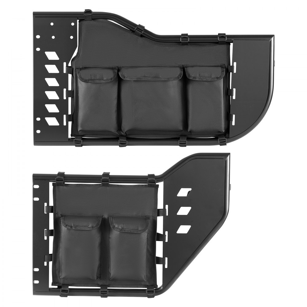 VEVOR buisvormige deuren 4-deurs, compatibel met Jeep Wrangler JL (18–26) & Gladiator JT (20–26), stalen halve deuren voor off-road gebruik (voor en achter) met DOT-gecertificeerde zijspiegels en opbergvakken, zwart