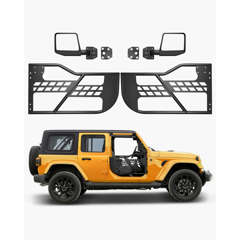 VEVOR Jeep Tube Doors, 2-Door, Hunting Style Jeep Tubular Door with Heavy-Duty Hinges & OE Latch, Jeep Doors with Rear View Mirrors, Fit for 2018-2024 Jeep Wrangler JL & 2020-2024 Jeep Gladiator JT