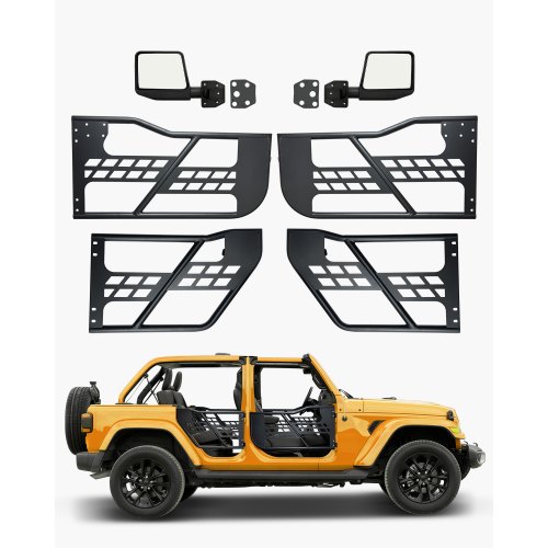 VEVOR 4-deurs Jeep Tube Door voor 2007-2018 Jeep Wrangler JK met zijspiegels