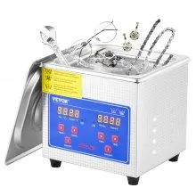 VEVOR Professionele Ultrasoon Reiniger, 1,3 L Ultrasoon Sieradenreiniger met Digitale Timer en Verwarming, Roestvrijstalen Industriële Sonic Reiniger 40 kHz voor Brillen, Horloges, Ringen, Kleine Onderdelen