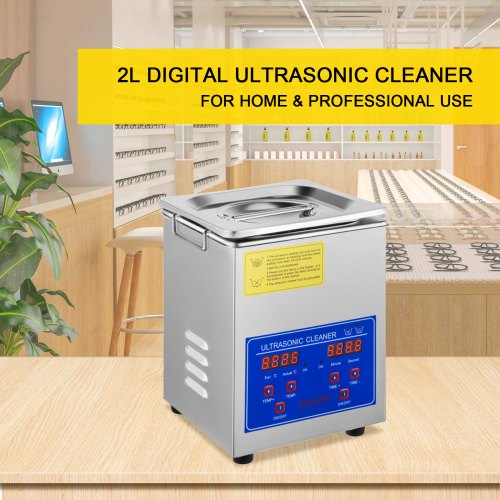VEVOR Ultrasone reiniger Machine Roestvrij staal Ultrasone reinigingsmachine Digitale verwarming Timer Sieradenreiniging voor commercieel persoonlijk thuisgebruik (2L)