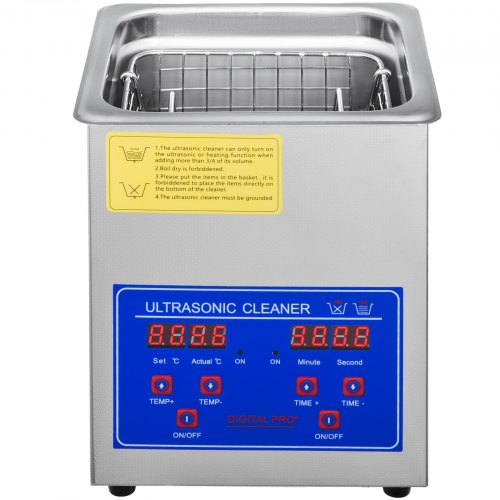VEVOR Ultrasone reiniger Machine Roestvrij staal Ultrasone reinigingsmachine Digitale verwarming Timer Sieradenreiniging voor commercieel persoonlijk thuisgebruik (2L)