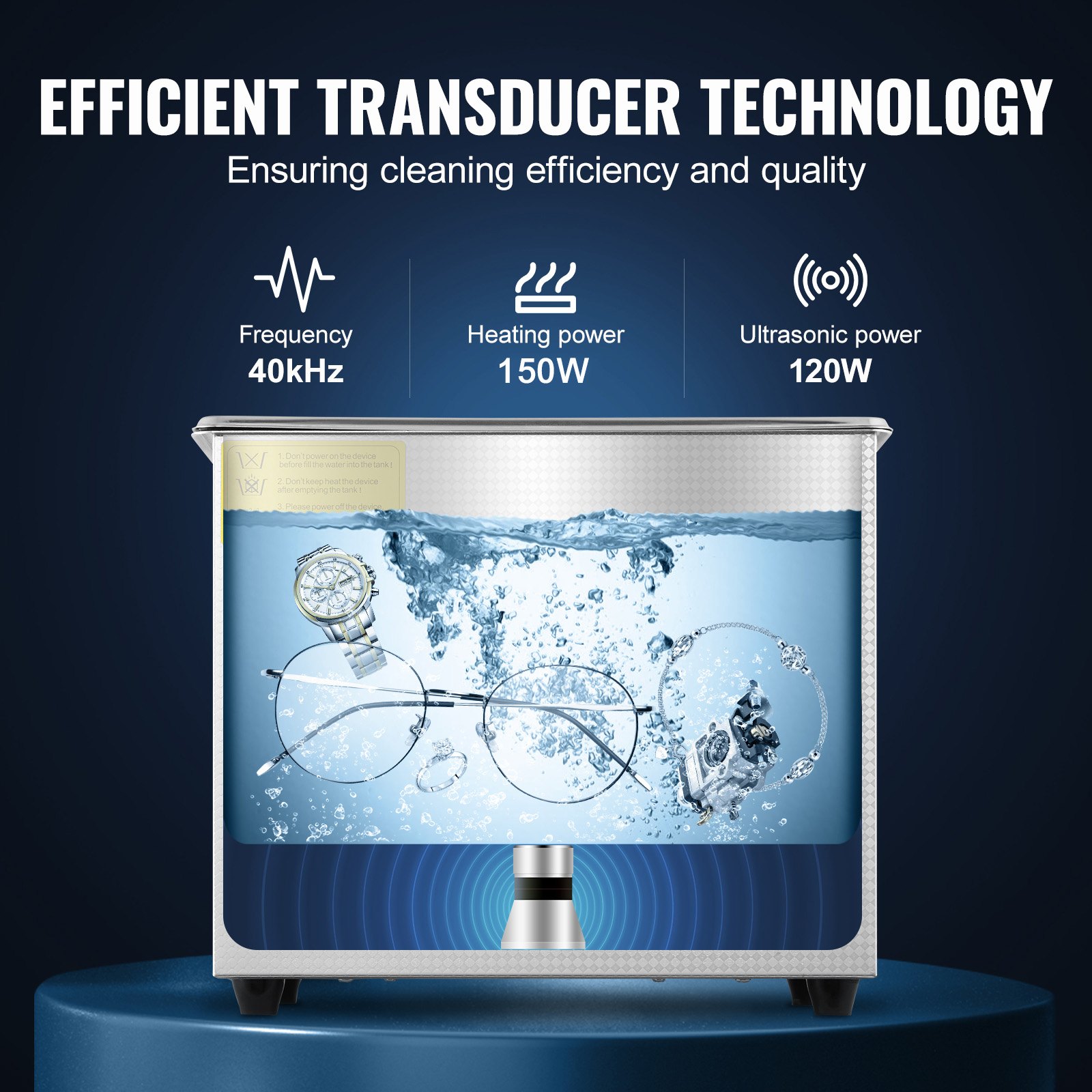 VEVOR Professionele ultrasone reiniger 2,85 liter, ultrasoon reinigingsapparaat met digitale timer en verwarming, 40 kHz ultrasone reiniger voor brillen, horloges, ringen en kleine onderdelen