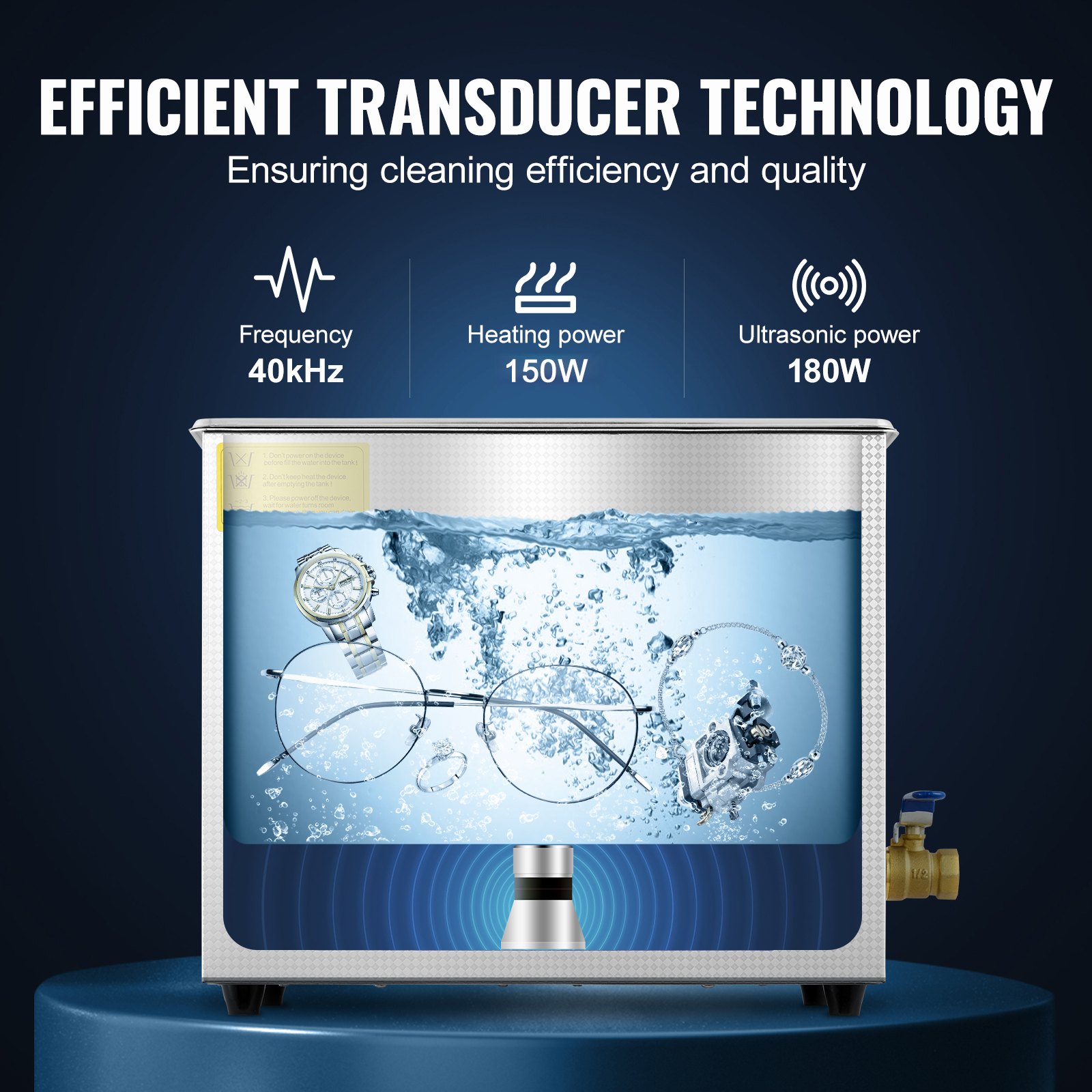 VEVOR Ultrasone reiniger Machine Roestvrij staal Ultrasone reinigingsmachine Digitale verwarming Timer Sieradenreiniging voor commercieel persoonlijk thuisgebruik (6L)