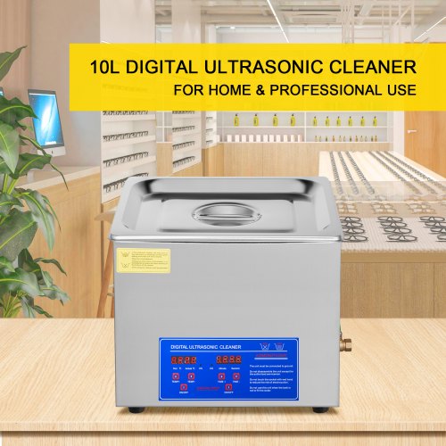 VEVOR Ultrasone reiniger Machine Roestvrij staal Ultrasone reinigingsmachine Digitale verwarming Timer Sieradenreiniging voor commercieel persoonlijk thuisgebruik (10L)