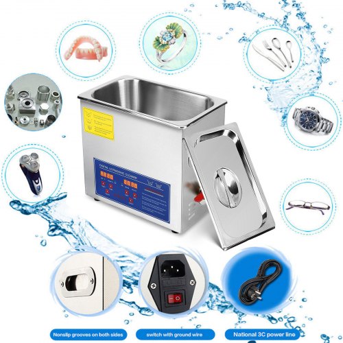 VEVOR Digitale ultrasone reiniger, 15 l, verwarming 600 W, ultrasoon 360 W, ultrasone container met verwarming en timer, ultrasoon reinigingsapparaat van roestvrij staal, voor sieraden, brillen VEVOR Digitale ultrasone reiniger, 15 l, verwarming 600 W, ultrasoon 360 W, ultrasone container met verwarming en timer, ultrasoon reinigingsapparaat van roestvrij staal, voor sieraden, brillen