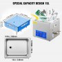 VEVOR 15L ultrasoon reinigingsapparaat met verwarmingselement 360W, roestvrijstalen ultrasoon reiniger, ultrasoon bad, ultrasoon reinigingsapparaat voor brillen, sieraden, kunstgebitten, munten, enz.