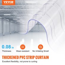 VEVOR Strip Curtain, 164' Length x 8" Width x 0.08" Thickness Clear Ribbed PVC Curtain Strip Door Large Roll Plastic Door Strips for Supermarket, Garage, Warehouse, Barn Doors