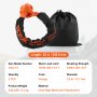 VEVOR synthetic recovery rope, 22 in, orange, 14550 lbs load limit, with carrying bag.