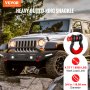 VEVOR d-ring shackle on off-road jeep, highlighting 4.75t load limit and 19.05mm diameter.