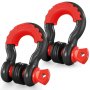 VEVOR d-ring shackle pair in black and red with a textured grip and robust design.