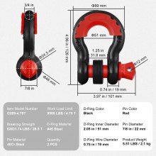 VEVOR 2-pack 3/4" D-ringsluiting met 7/8" schroefpen, breeksterkte 62832 lbs