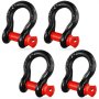 four black and red VEVOR d-ring shackles on a white background.