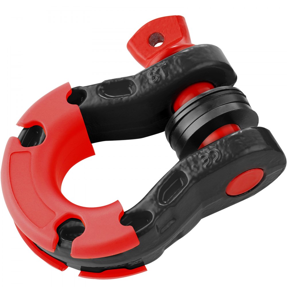 VEVOR 3/4" D-ringbeugel, 2-pack gelegeerde stalen beugels 66139 lbs (30 ton) breeksterkte met 7/8" schroefpen, isolatoren en ringen, zware off-road voertuigbergingsbeugel voor Jeep-truck, zwart
