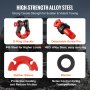 high-strength alloy steel VEVOR d-ring shackle, detachable screw pin, rubber sleeve, and washer.