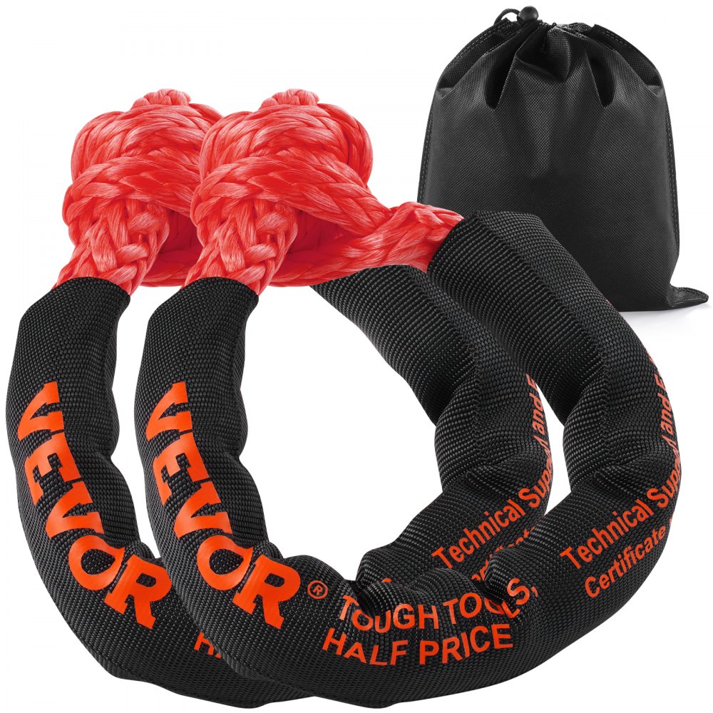 VEVOR soft shackle rope, durable orange and black shackle with carrying bag.