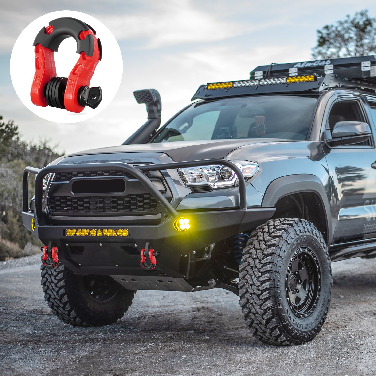 VEVOR 3/4" D-Ring Shackle, 2 Pack Alloy Steel Shackles 66139 lbs (30 Ton) Break Strength with 7/8" Screw Pin, Isolators & Washers, Heavy Duty Off Road Vehicle Recovery Shackle for Jeep Truck, Red