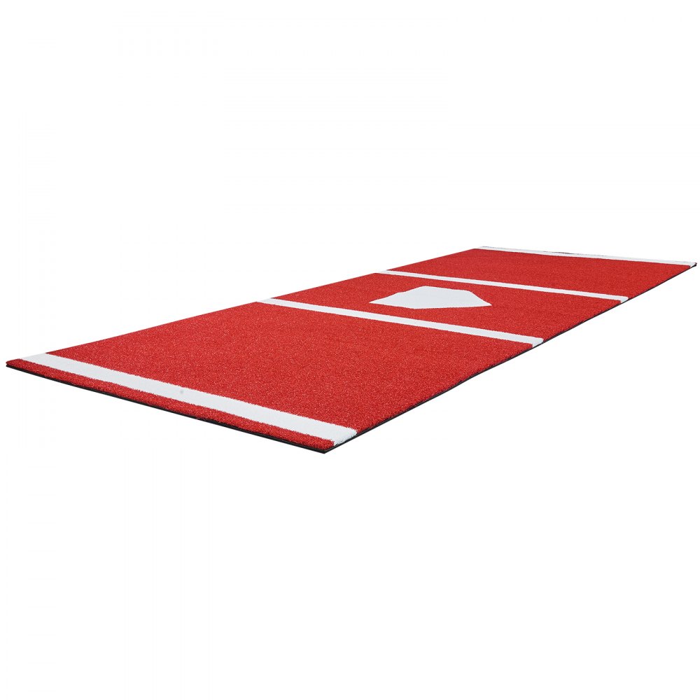 VEVOR Baseball Hitting Mat Trainingsmat (300 x 116 cm) Trainingsmat Slagkooimat, honkbalmat met thuisplaat en anti-fade kunstgras, draagbare trainingshulp Softbalmat Buiten, Rood
