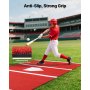 VEVOR Baseball Hitting Mat, 366x183cm Batting Cage Mat, Batters Box Turf Mats, Softball Batting Practice Equipment with Home Plate and Anti Fade Turf, Portable Training Aid for Indoor Outdoor, Red