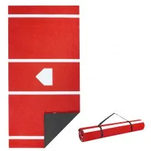 VEVOR Baseball Hitting Mat Trainingsmat (366 x 183 cm) Trainingsmat Slagkooimat, honkbalmat met thuisplaat en anti-fade grasmat, draagbare trainingshulp Softbalmat Buiten, Rood
