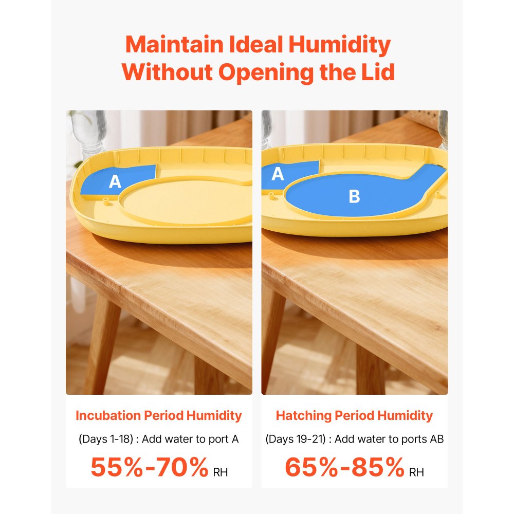 VEVOR Volautomatische broedmachine voor 24 eieren met eierkeerder, temperatuur- en vochtigheidsregeling, geschikt voor het uitbroeden van kuikens, eenden, ganzen en kwartels.