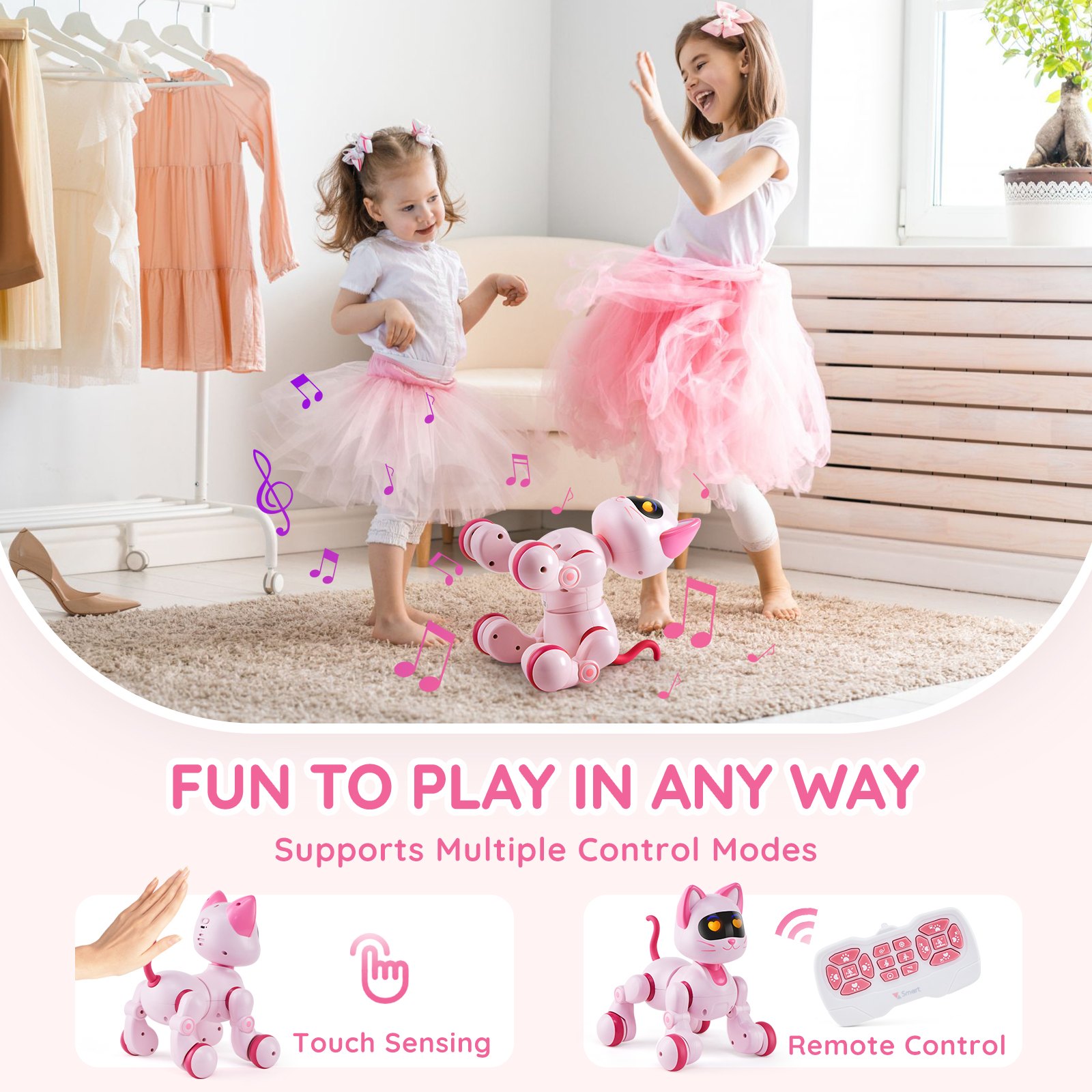 VEVOR Afstandsbediening Kattenspeelgoed, RC Kat, Programmeerbare Slimme Interactieve Robot voor Kinderen met Aanraakbediening, Lopende, Zingende, Dansende RC Stunt Speelgoedkat voor Jongens en Meisjes van 3, 4, 5, 6, 7, 8 en 10 jaar