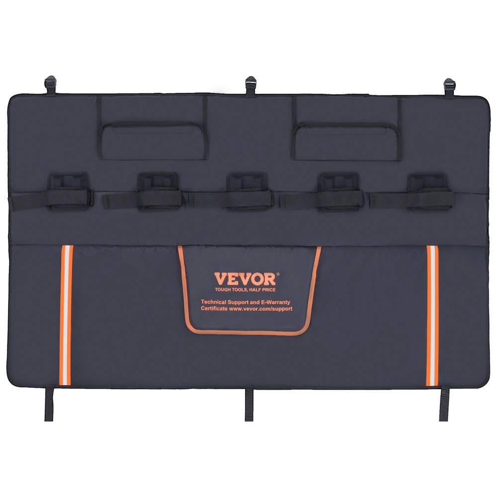VEVOR Tailgate Bike Pad, 53" Truck Tailgate Pad Carry 5 Mountain Bikes, Upgraded Grooves Tailgate Protection Pad with Reflective Strips and Tool Pockets, with Camera Opening for Mid-Size Pickup Trucks