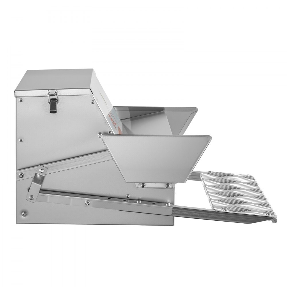 VEVOR Automatische Kippenvoerbak, Capaciteit 11,3 kg, Kippenvoerbak met Voetpedaal en Vergrendelbaar Deksel, Gegalvaniseerde Stalen Voerbak, Voerbak voor Kippen, Krielkippen en Pluimvee