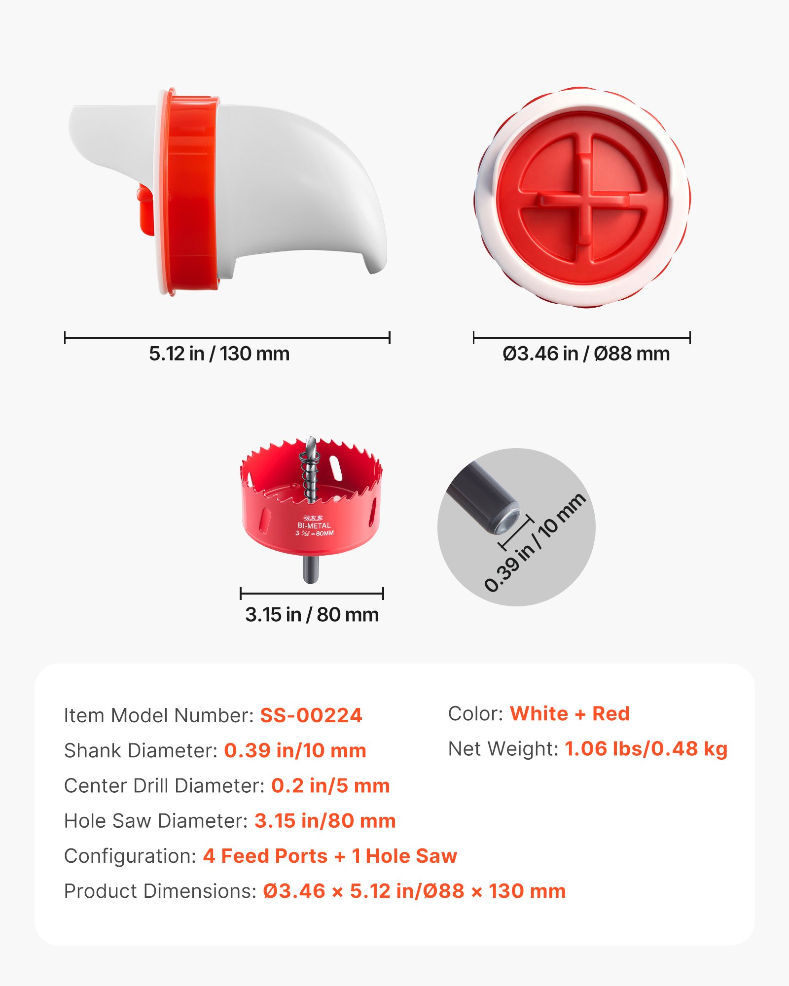 VEVOR DIY kippenvoerbak, 4 voeropeningen, afvalvrije voerbak voor pluimvee met deksel, robuuste stalen gatenzaag, rubberen afdichtingsring, ideaal voor emmers, vaten, containers en troggen.