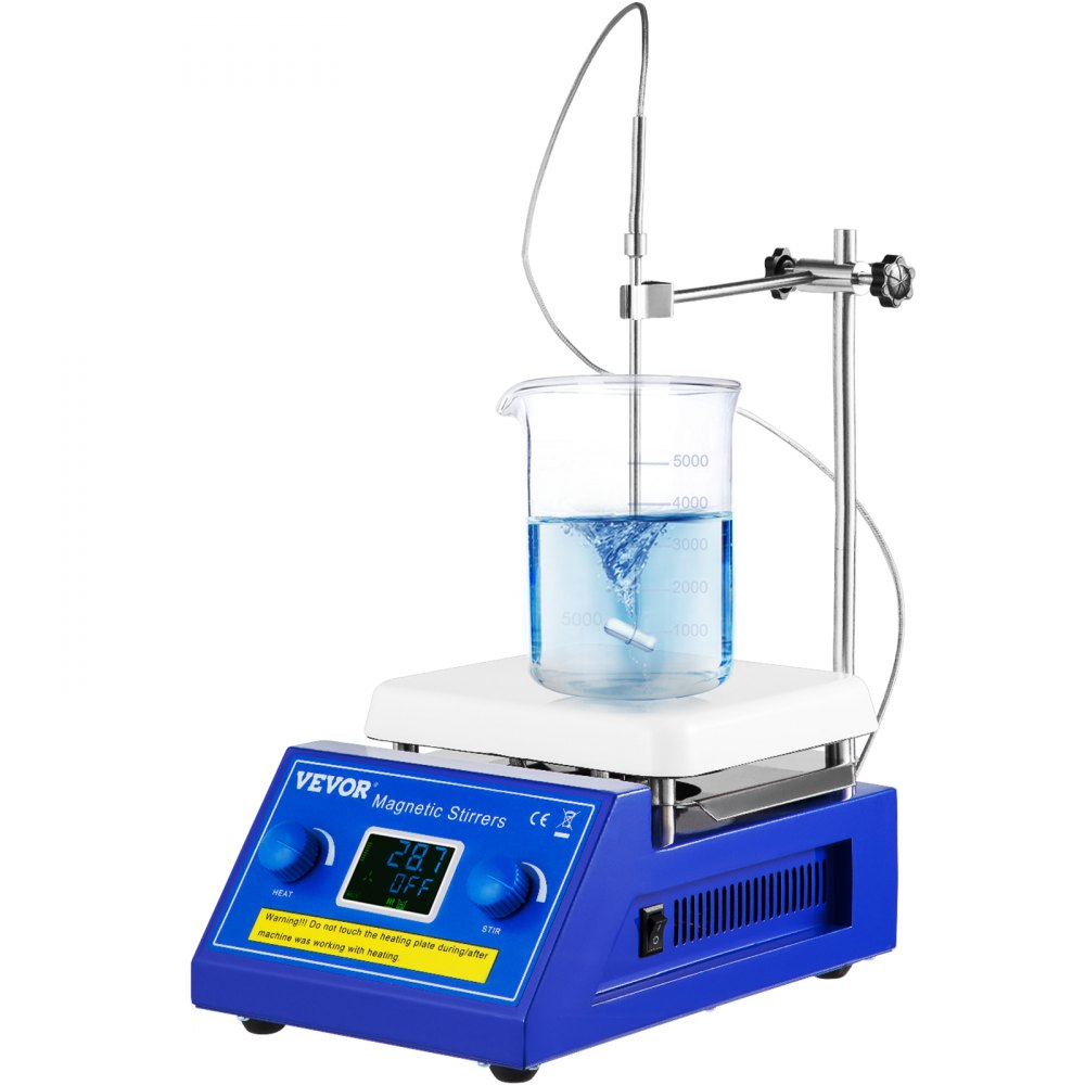 VEVOR Hotplate Magnetic Stirrer, 200-2000RPM Adjustable Speed, 5L Stirring Capacity with LED Display, Lab Magnetic Stirrer with Max 608°F/320°C Heating Temperature, Support Stand Included, for Lab Mix