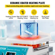 VEVOR Magnetic Stirrer Hot Plate, 200-2000 RPM Digital Hotplate Magnetic Stirrer, 2L Lab Heating Plate Stirrer with Support Stand, Max 572°F / 300°C Heating Temperature 500W Heating Power for Lab Mixi