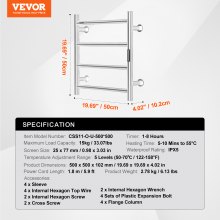 VEVOR handdoekdroger handdoekverwarmer wandhanddoekrek 4 stangen