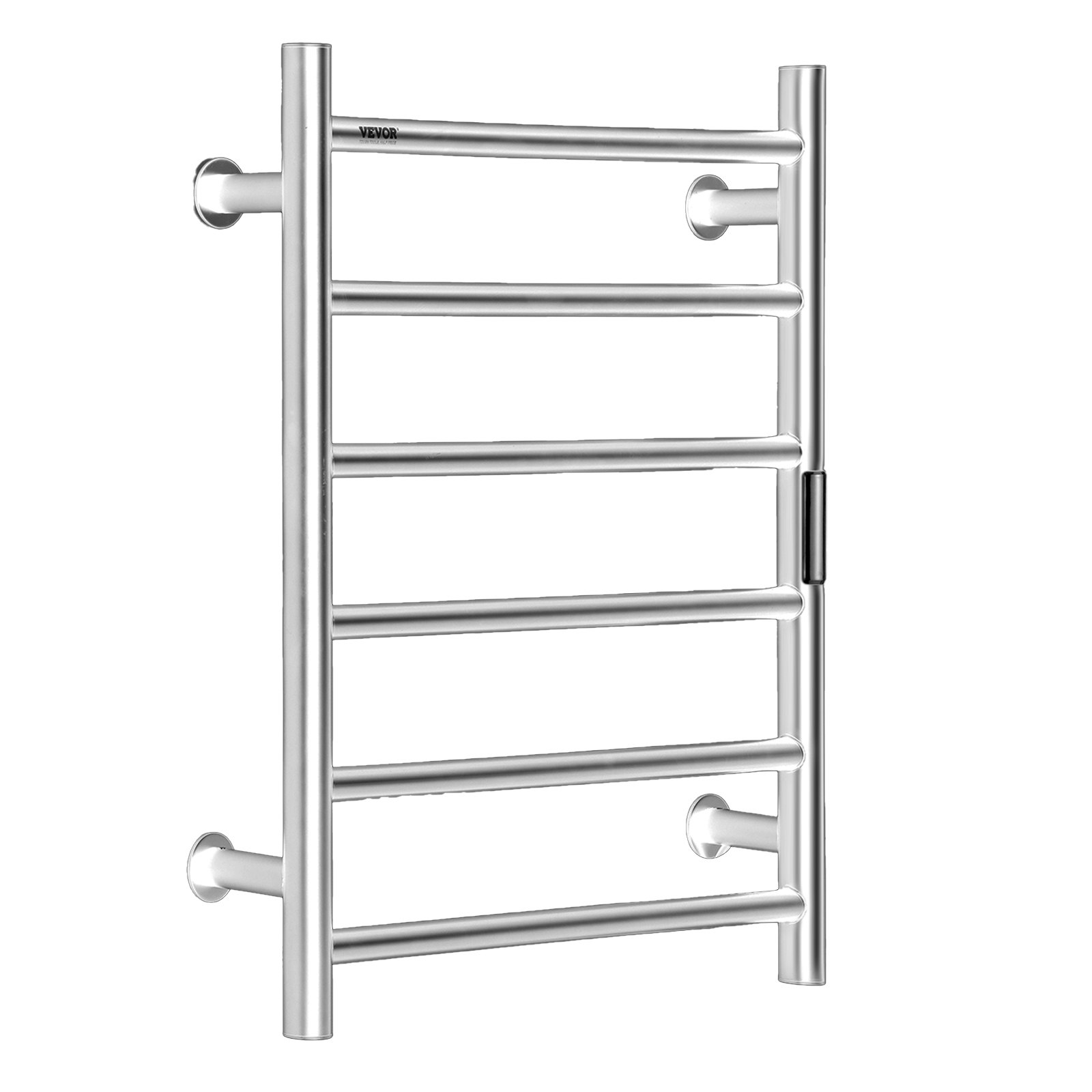VEVOR 6 Bars Towel Warmer Rack, Wall Mounted Heated Towel Rack for Bathroom, IPX5 Waterpoof Towel Heater Rack with Timer & LED Display Screen, 5 Levels Adjustable Temperature Towel Heater, Silver