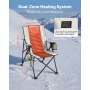 VEVOR Heated Camping Chair, 3 Heat Settings, High Back Folding Camping Chair, Supports 260lbs, Full Padded Beach Chairs with Armrest & Cupholder, Portable Lawn Chairs for Outdoor Sports Travel