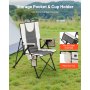VEVOR Heated Camping Chair, 3 Heat Settings, High Back Folding Camping Chair, Supports 260lbs, Full Padded Beach Chairs with Armrest & Cupholder, Portable Lawn Chairs for Outdoor Sports Travel