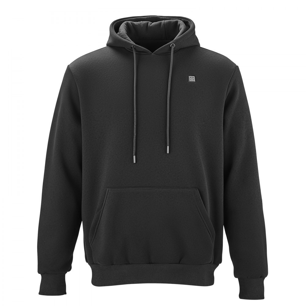 VEVOR Verwarmde Hoodie, Unisex, Verwarmde Pullover met 7,4V 16000mAh Oplaadbare Powerbank, 5 Verwarmingszones, 3 Temperatuurniveaus, 4-8 uur Warmte, voor Winterse Outdoor Camping, Zwart, M