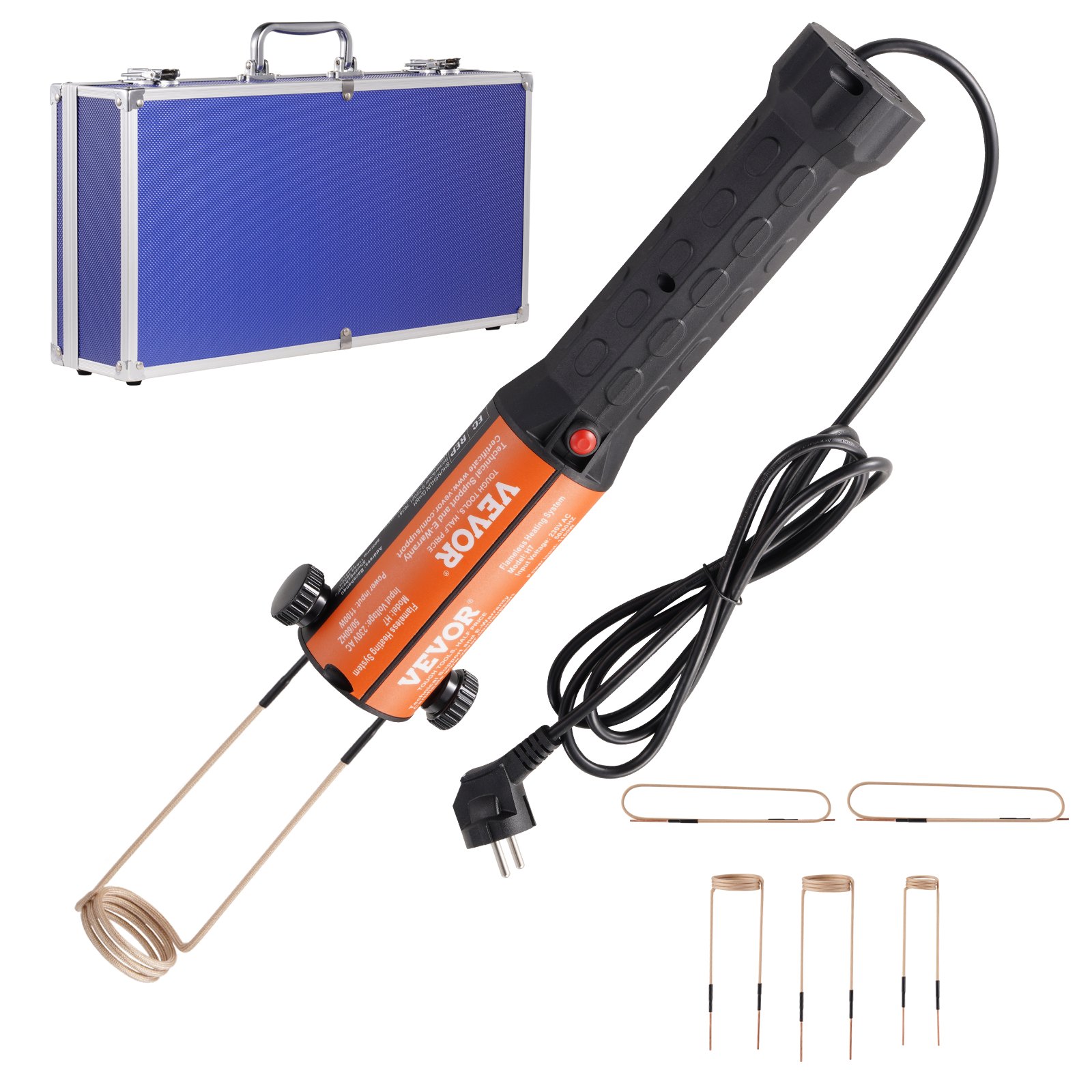 VEVOR Magnetic Induction Heater Kit, 1000w 220V Portable Hand-held Induction Heater with 10PCS Coils, Flameless Induction Heater Bolt Remover with Led Light, Fit for Removing Rusty Bolts & Nuts